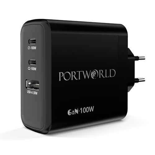 100W gaN usb-c ladegerät 3-port schnellladegerät kompatibel mit macbook, iphone, galaxy