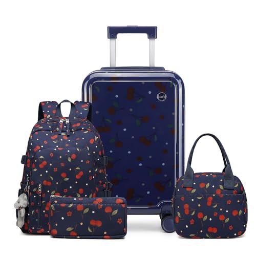 kinderkoffer set 18 zoll sea choice hartschalen trolley handgepäck mit rucksack, 4 rollen, tsa