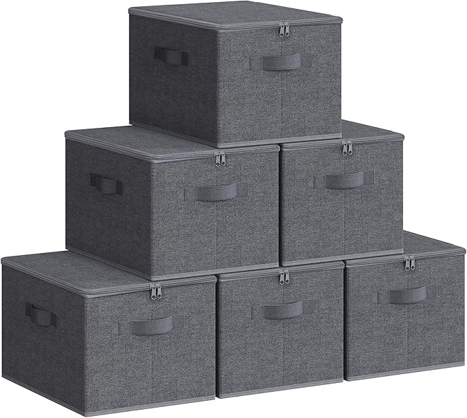 Aufbewahrungsboxen 6er Set SONGMICS faltbare stoffboxen mit deckel 40 x 30 x 25 cm
