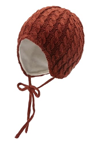 sterntaler unisex babymütze mit zopfdesign, gefüttert, ohrenklappen, lehmbraun, 49