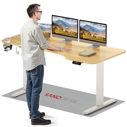 Produktbild: sanodesk höhenverstellbarer schreibtisch elektrisch 160 x 75 cm ahorn