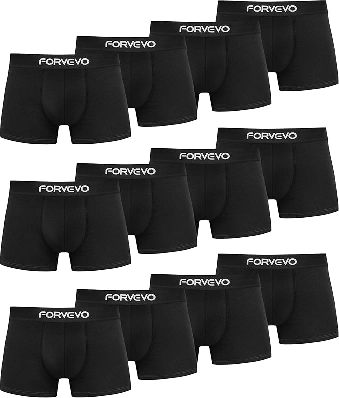 forvevo boxershorts herren 12er pack s-4xl schwarz mehrfarbig 95% baumwolle atmungsaktiv
