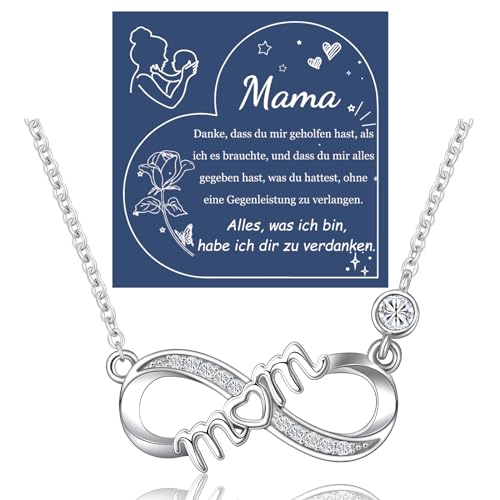 yeluwa kette für mütter, unendliche liebes kette, geschenk zum muttertag, 925 versilbert, 18+2 zoll