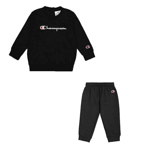 champion fleece crewneck anzug für jungen, ultra-light schwarz, 18 monate