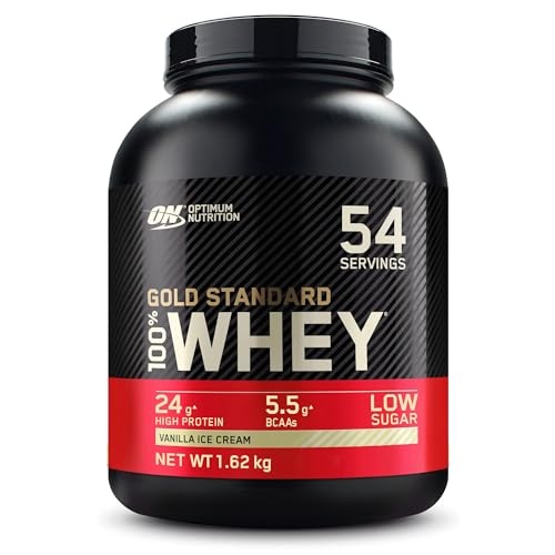 on gold standard molkenproteinpulver für muskelaufbau und regeneration, vanille, 1,62 kg