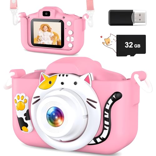 yikanwen kinder kamera hd digitalkamera 2.0 zoll für mädchen und jungen 3-8 jahre rosa