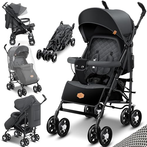 kinderwagen buggy klappbar liegebuggy sportwagen 360 drehbare räder inkl. moskitonetz anthrazit