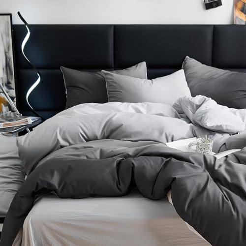 boqingzhu bettwäsche 200x220 cm grau anthrazit hellgrau wende set mit kissenbezug 80x80 cm