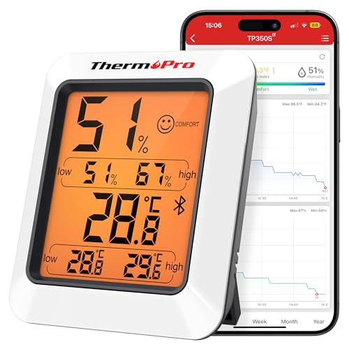 thermopro tp350 bluetooth thermometer hygrometer innenraum 80m mit app datenexport