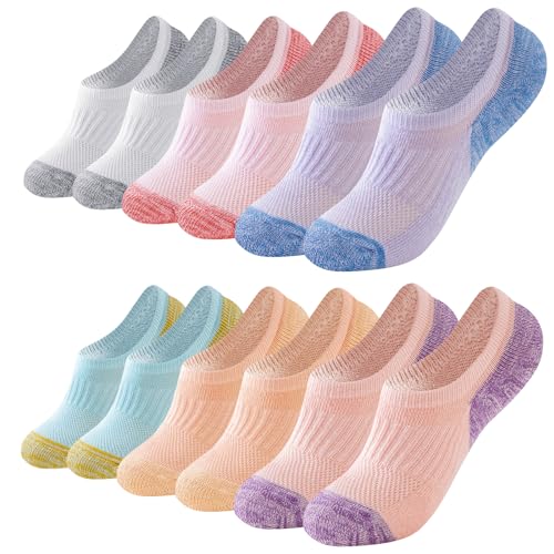 inaWarm Damen Sneaker Socken 39-42, No Show Füßlinge Baumwolle, gepolsterte 6 Paar, atmungsaktive Laufsocken 35-38