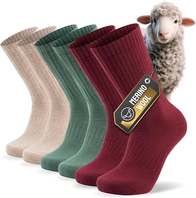 Produktbild: Merino Wandersocken Herren Damen, Outdoor Trekkingsocken 3 Paar
