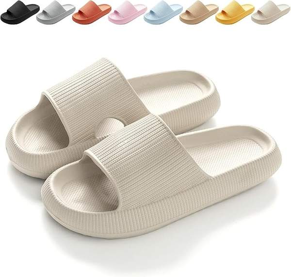 Badeschuhe Herren Damen rutschfest Pantoletten Cozislides Wolke Beige 38-39 EU