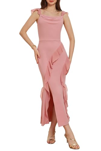 grace karin damen cocktailkleid abendkleid ärmellos hoher taille rosa größe 44