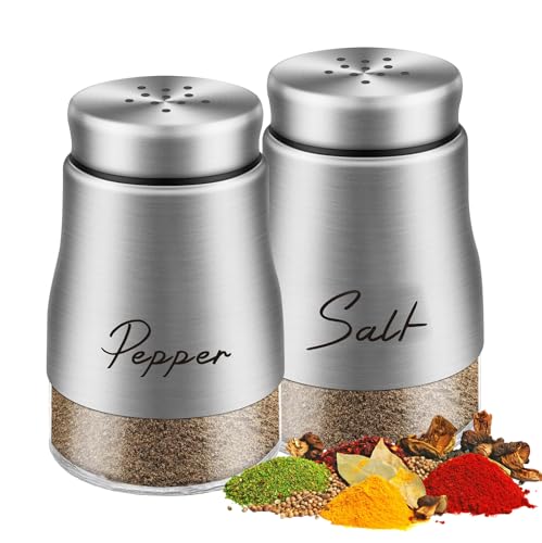 Produktbild: salz und pfefferstreuer set, 120ml glasboden gewürzspender mit edelstahl deckel