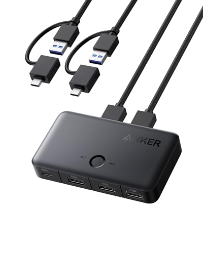 anker usb switch 3.0 für 2 laptops, 3 anschlüsse, 5 gbit/s datentransfer