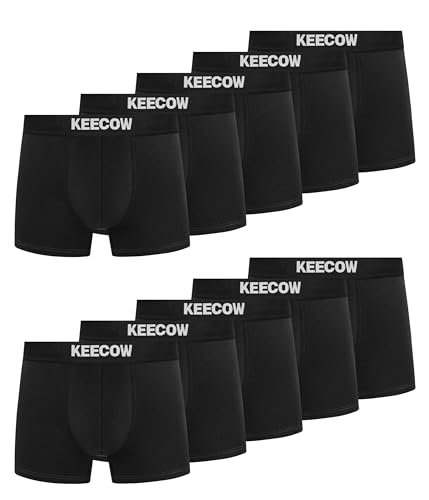 keecow boxershorts herren 10er pack baumwolle atmungsaktiv größe m+l schwarz