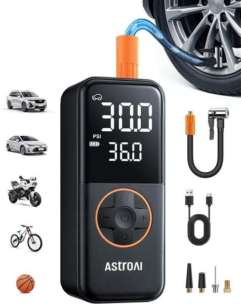 AstroAI L4 Akku-Kompressor 150 PSI tragbar, kabellos, für Auto und Reifen