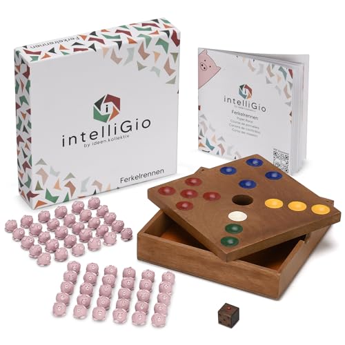 Ferkelrennen - Brettspiel Würfelspiel aus Holz für Familie und Teambuilding