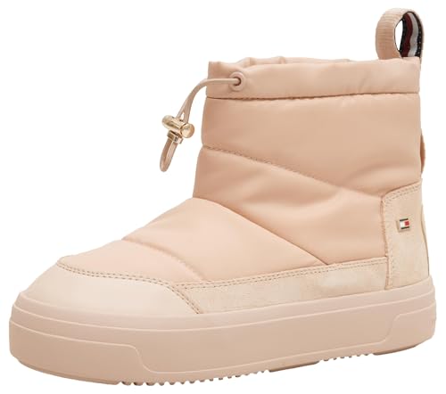 tommy hilfiger damen snowboots mid boot stiefel nylon plateau beige 38