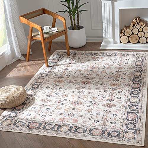 topick vintage blumenteppich 120x180cm rutschfest waschbar für wohnzimmer büro braun