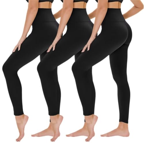 tnnzeet leggings damen schwarz high waist 3er pack blickdicht für sport gym