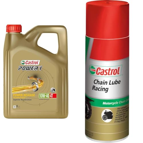 castrol power1 4t 10w-40 motoröl 4l, racing kettenspray 400 ml