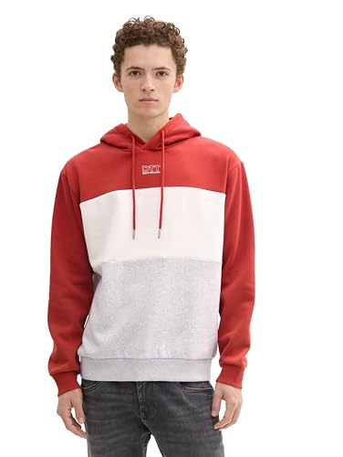 tom tailor denim herren hoodie sweatshirt colorblock 1043304 velvet red m