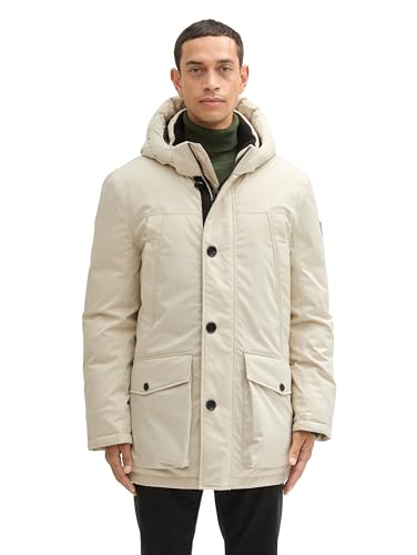 tom tailor herren winterjacke 1041321 beige alfalfa mit abnehmbarer kapuze xl