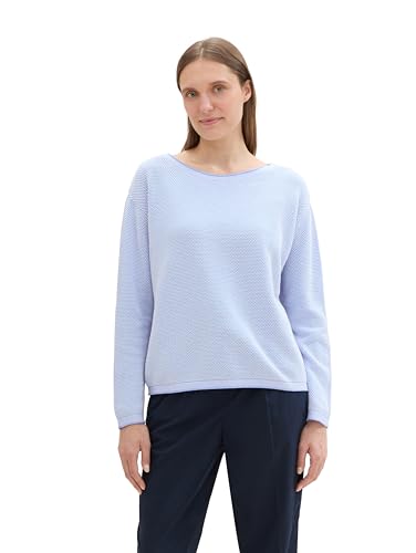 TOM TAILOR Damen Strickpullover Bio-Baumwolle, 36353, Blue Bubble Knit, XL