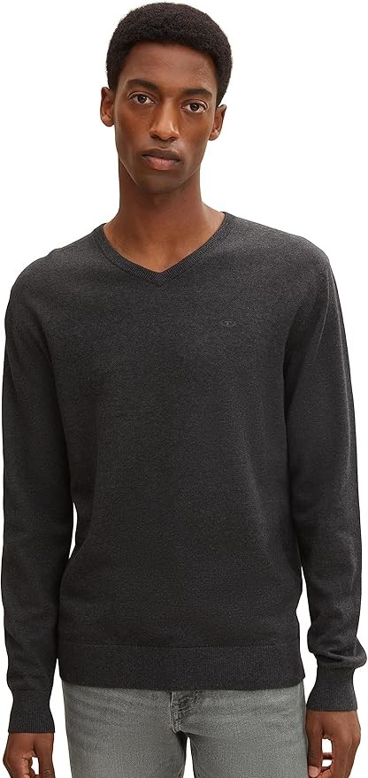 Produktbild: TOM TAILOR Herren V-Ausschnitt Pullover Baumwolle Dusty Pink Melange XL