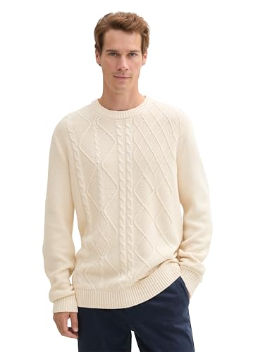 tom tailor herren pullover basic strukturiert in gr. l, ideal für alltag