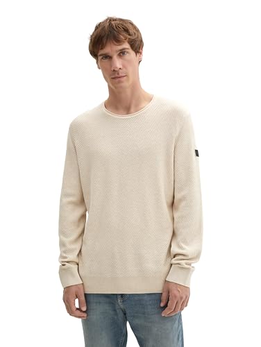 tom tailor herren pullover rundhalsausschnitt light sand melange medium