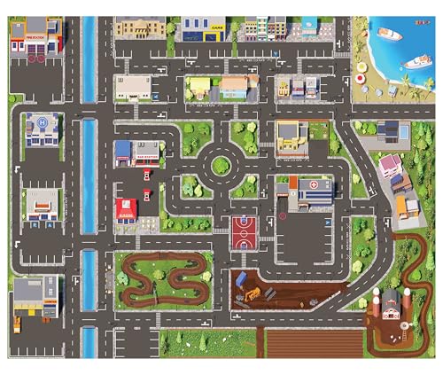 skippidoo kinder spielteppich straße auto rutschfest abwaschbar 200x160 cm oekotex