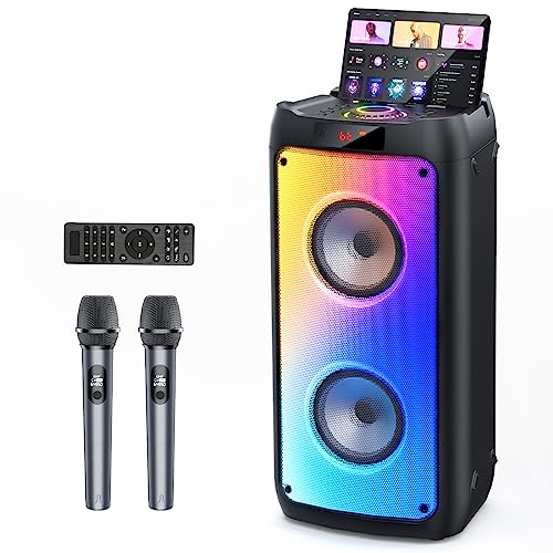 JYX karaoke maschine mit 2 mikrofonen, tragbarer bluetooth lautsprecher, partybox