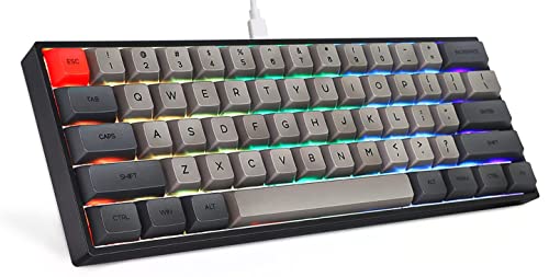 mechanische gaming-tastatur 60% mit RGB beleuchtung, MIHIYIRY 61 tasten grau