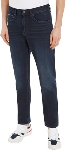 tommy hilfiger herren jeans hose straight leg regular fit blau 28w/34l