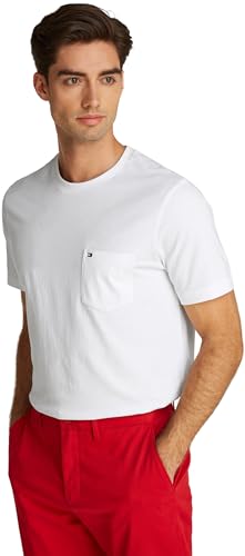 tommy hilfiger herren tshirt kurzarm weiß mit brusttasche xl