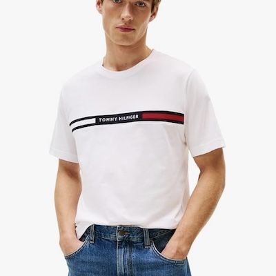 Tommy Hilfiger Herren T-Shirt Chest Insert, Weiß, Kurzarm