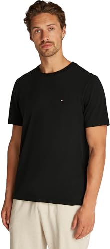 Tommy Hilfiger Herren T-Shirt Kurzarm Regular Fit Rundhals Schwarz L