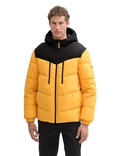 tom tailor denim herren winter puffer-jacke mit kapuze orange XL