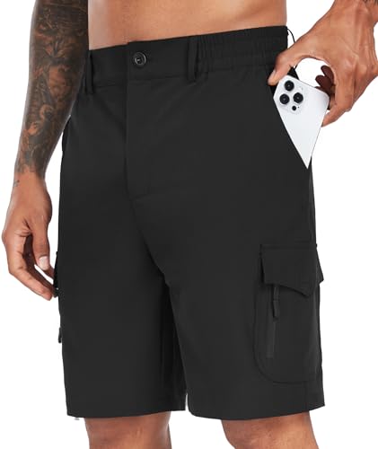 sihohan herren wanderhose kurz schnelltrocknend atmungsaktiv stretch mit 7 taschen schwarz xl