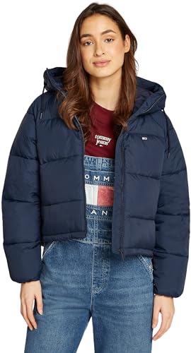 tommy jeans damen pufferjacke blau warm dunkelblau gr. L
