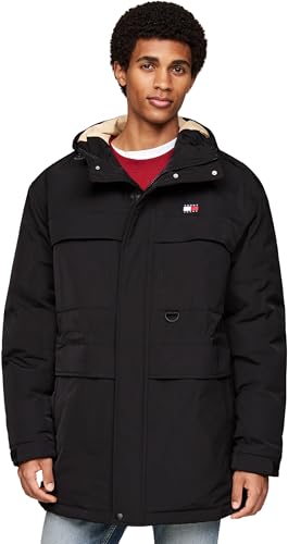 Produktbild: tommy jeans parkas für männer tech canvas mit kapuze schwarz m