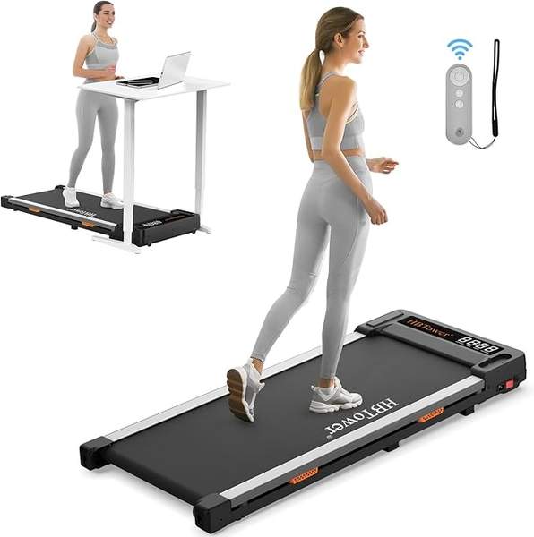 HBTower walking pad, 2 in 1 laufband für zuhause und home office, fernbedienung, led display