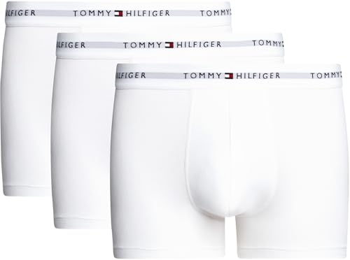 Produktbild: Tommy Hilfiger Herren Boxershorts Trunks 3er Pack Logobund, Weiß, XXL