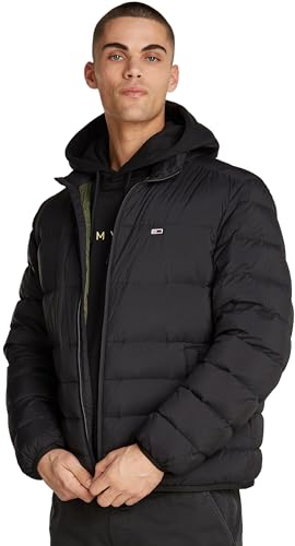 tommy jeans steppjacke herren packable down jacket schwarz mit reißverschluss, m