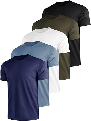 Sportshirts Herren 5er Pack Schnelltrocknend Atmungsaktiv Fitness Laufshirt XL