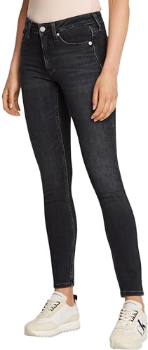 calvin klein jeans dame schwarz denim black mid rise skinny 34W/32L