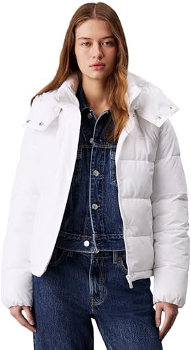 calvin klein pufferjacke damen kurz mit kapuze, weiß bright white, 3xl