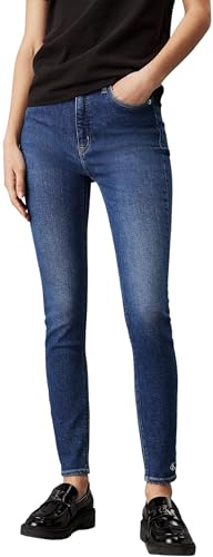 calvin klein damen jeans high rise ankle skinny fit blau denim 25W
